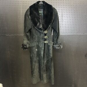 Danier Black Genuine Leather Women Long Coat Jacket  XS Fits Small